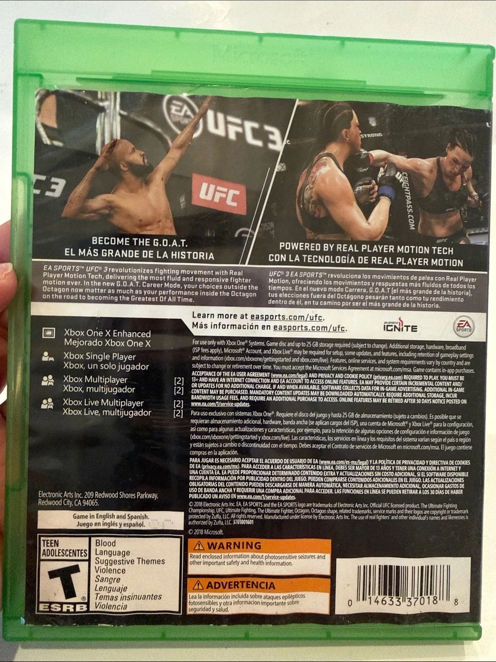EA Sports UFC 3 - Xbox One (Green) Untested